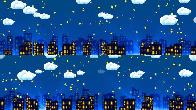 卡通城市夜景儿童节背景