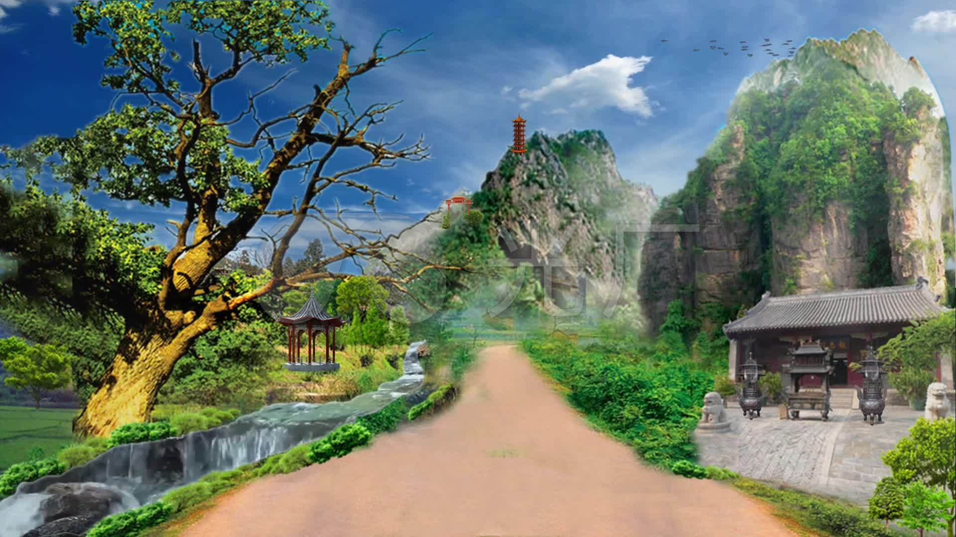 古典寺庙仙居背景