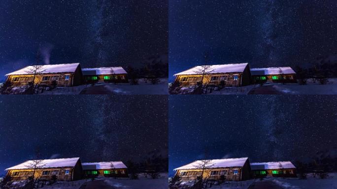 新疆冬季喀纳斯禾木星空银河延时