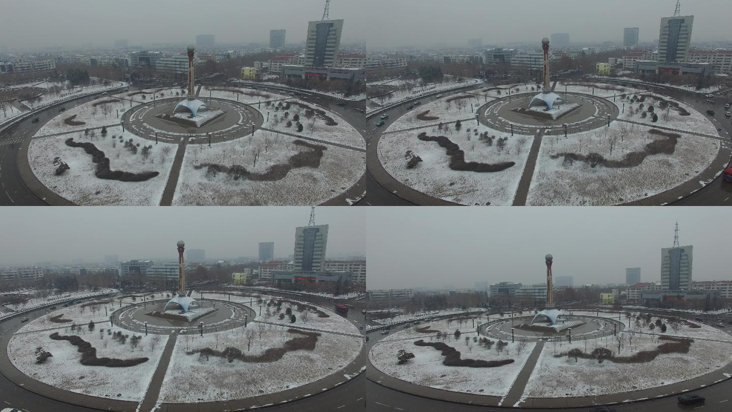 山东淄博桓台航拍雪景