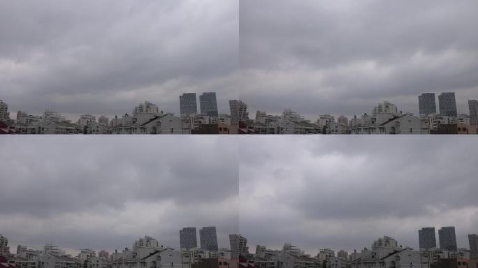 阴天城市云层快速变化
