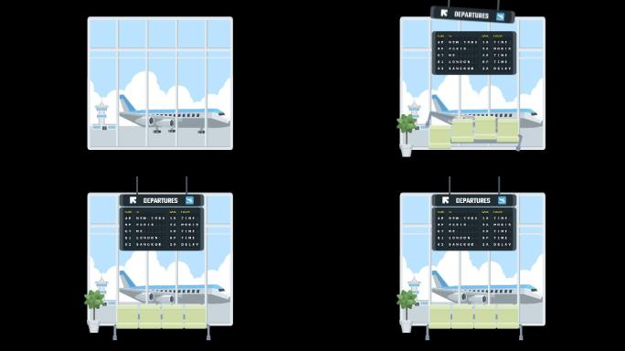 MG卡通机场候机室动画（带通道）