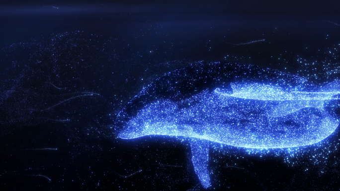 蓝色粒子鲸鱼粒子海洋生物视频素材