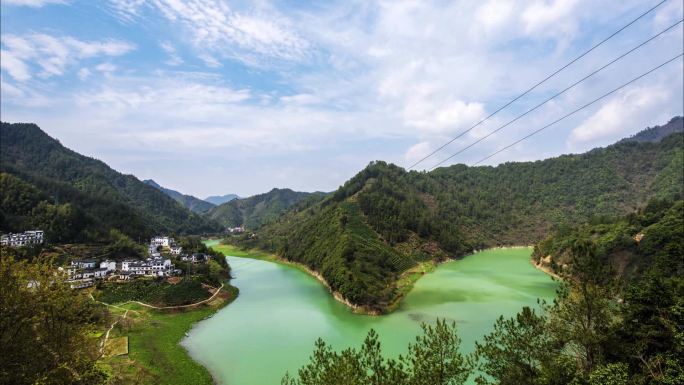 黄山丰乐湖茶山延时高清