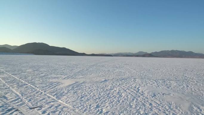 航拍天马湖雪景