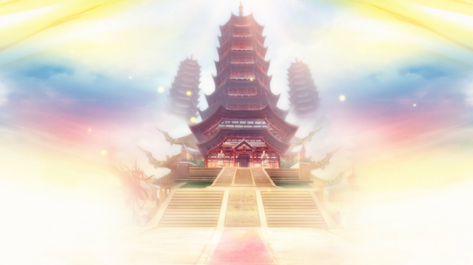 中国风天宫宫殿宝塔古塔LED背景视频