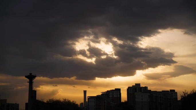 北京城郊夕阳延时，落日延时