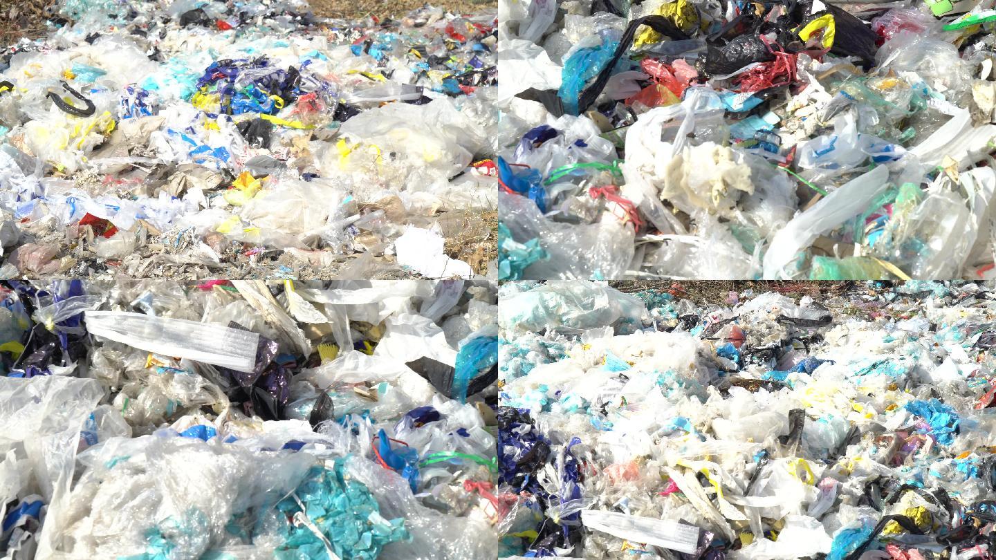4K白色污染垃圾建筑垃圾垃圾污染塑料袋