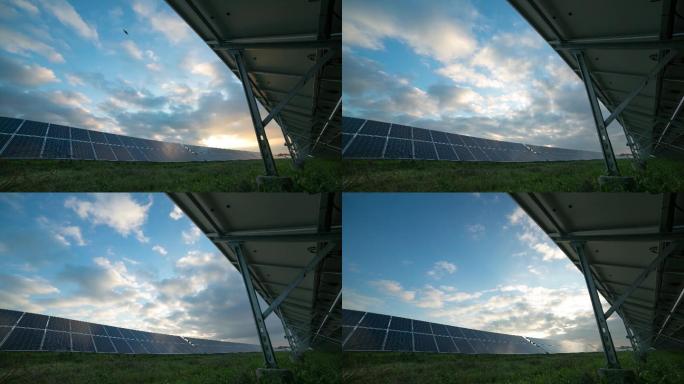 太阳能光伏电站 电站蓝天白云延时 新能源