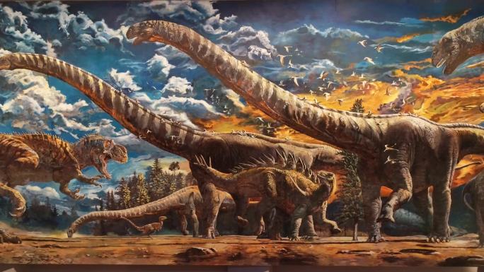 重庆自然博物馆里的恐龙壁画