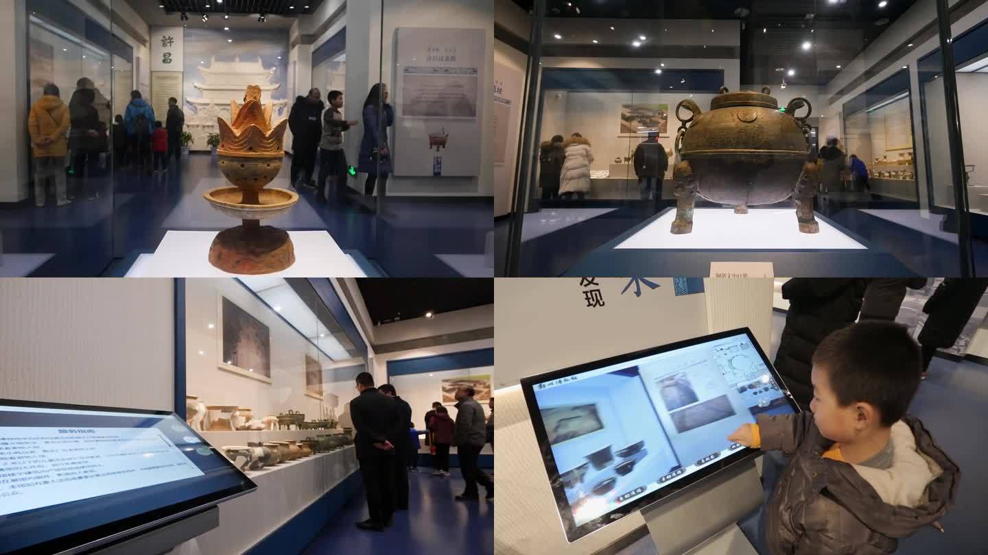 博物馆文化文物讲解人员观众参观展览馆