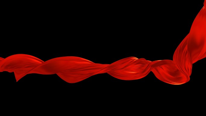 红色绸带丝绸绸带飘动视频素材（透明背景）