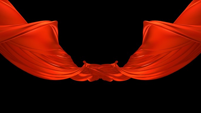 红绸丝绸绸带飘动动画视频素材（透明背景）