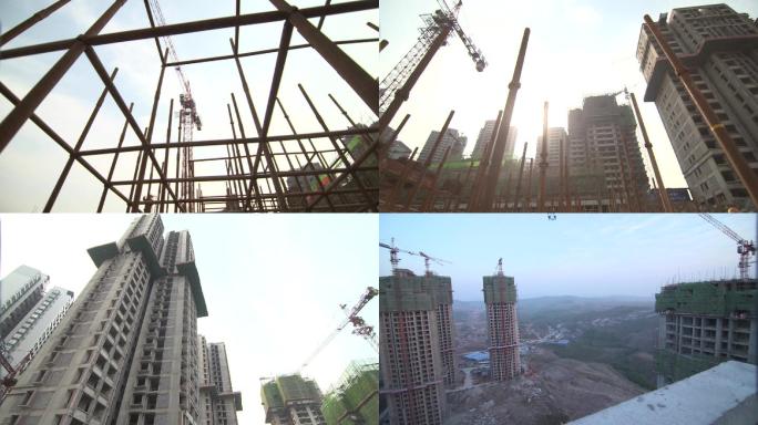 建筑工地塔吊高清视频素材