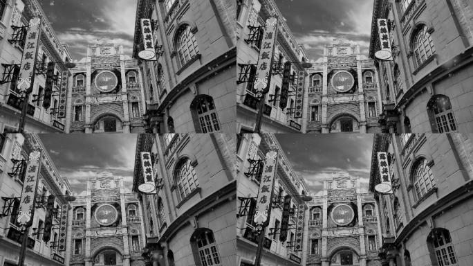 老上海下雪街景