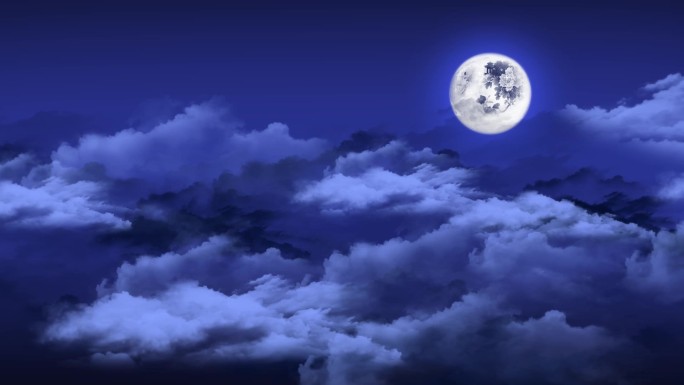 月亮乌云唯美夜色-无缝循环