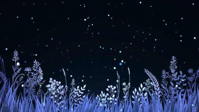 夜晚花丛植物背景-Alpha通道