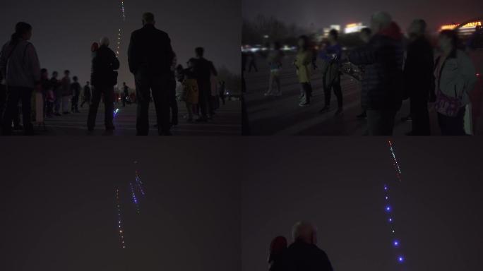 【原创】4K·夜晚广场放风筝