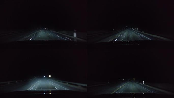 高速公路冬天夜间行车拍摄