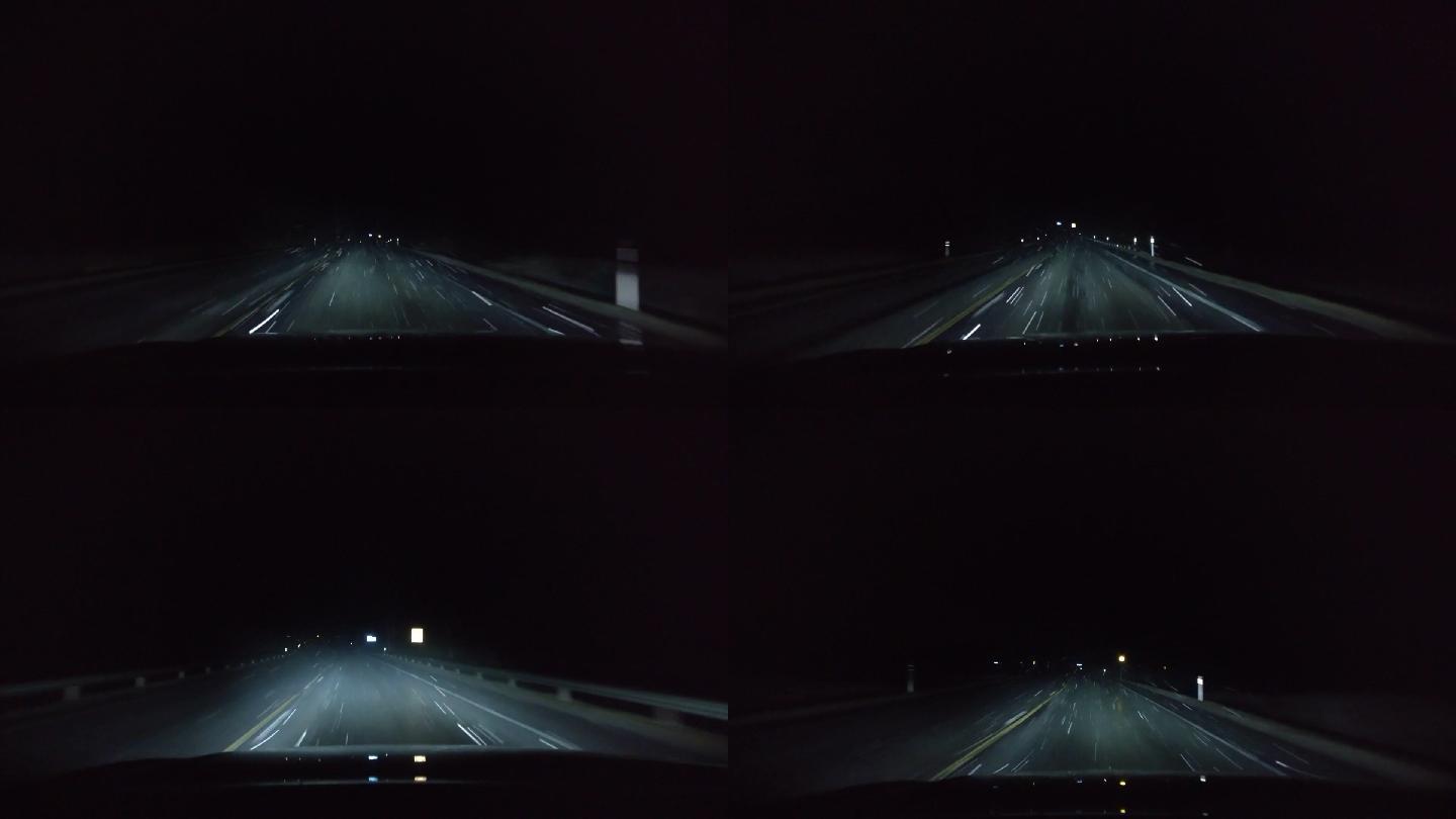 高速公路冬天夜间行车拍摄