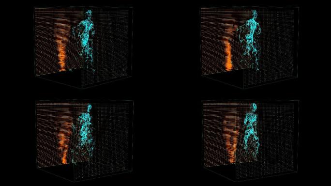 全息粒子线条人物奔跑
