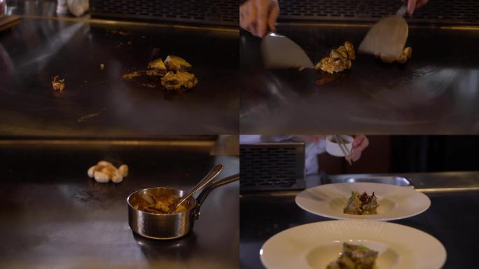 日料美食铁板烧料理鲍鱼海鲜餐厅4K实拍
