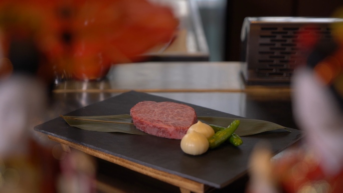 日料美食铁板烧料理牛肉和牛餐厅4K实拍