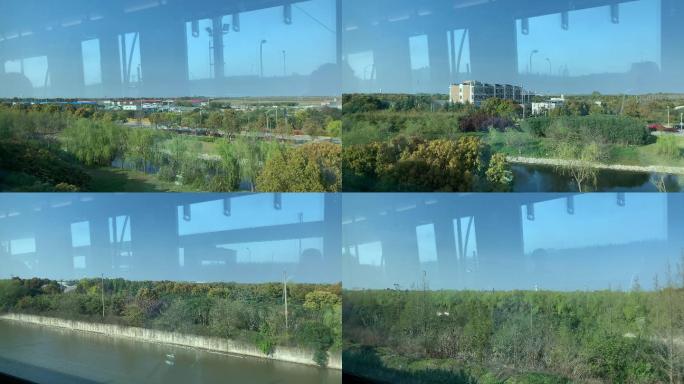 实拍地铁磁悬浮旅行途中窗外的景色4K