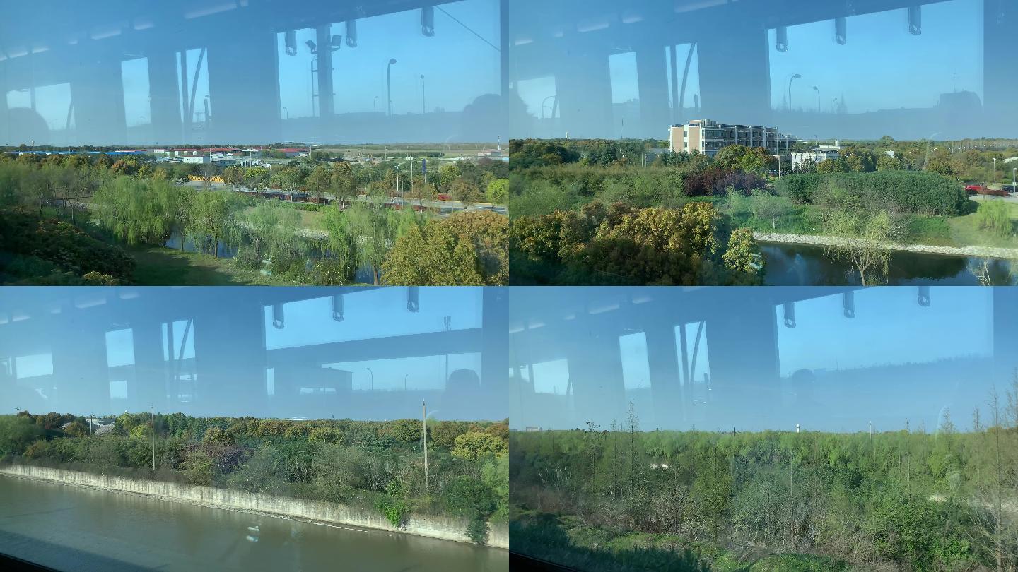 实拍地铁磁悬浮旅行途中窗外的景色4K