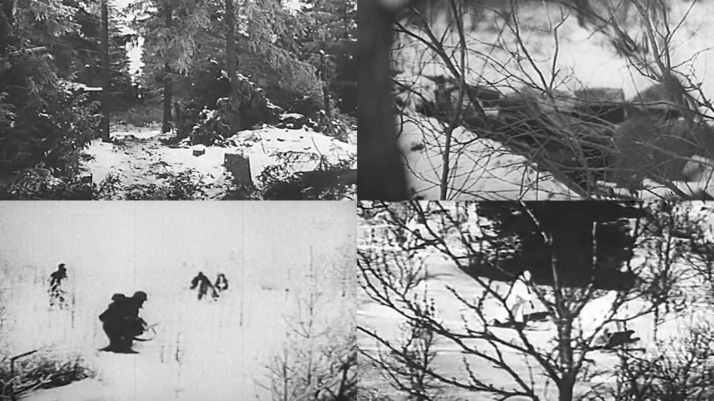 二战德军士兵雪地上进攻