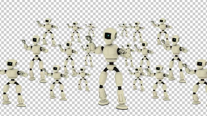 【带通道】一群机器人跳舞动画