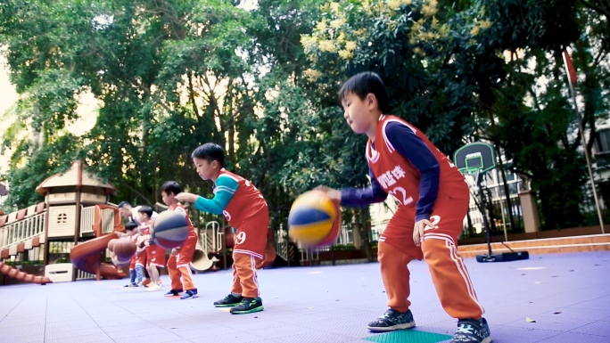 幼儿园体育课打篮球训练