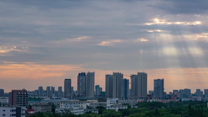 银川城市丁达尔效应延时4K