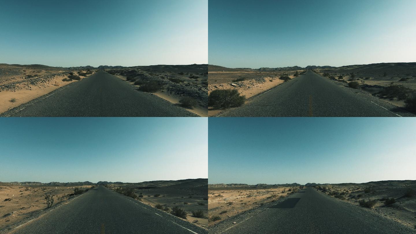 第一视角公路行驶沙漠公路
