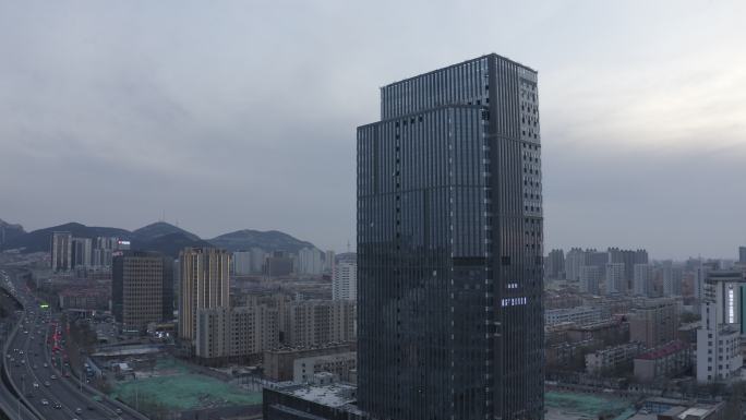 4K-log济南鼎峰中心大楼航拍