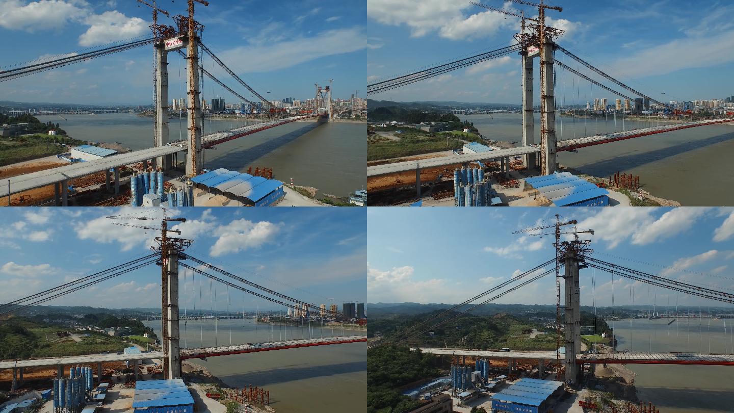 宜昌城市建设至喜大桥建设中航拍4k