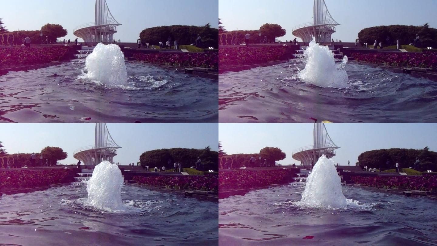 上海东方绿洲帆船前喷泉实拍视频