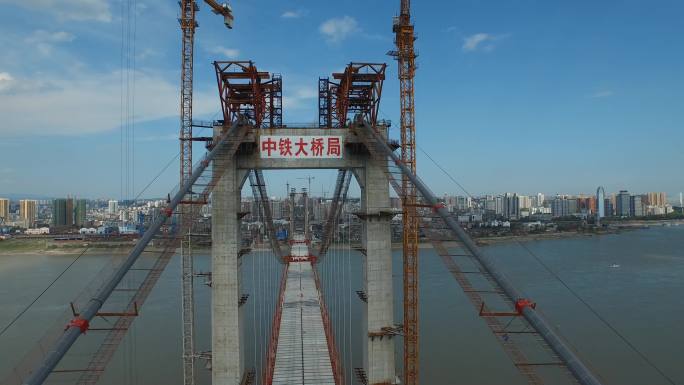 宜昌城市建设中铁大桥局航拍4k