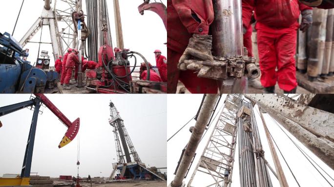 油井钻探机操作械细节视频素材