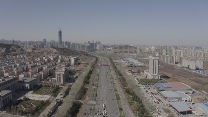 4K-log济南道路经十东路航拍