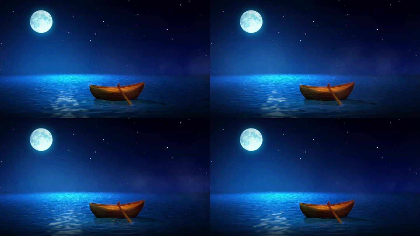 2k超清月光下的小船-可无限循环