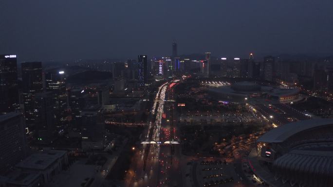 4K-log济南经十东路夜景车流