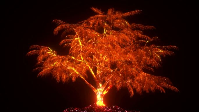 橙红色梦幻发光树