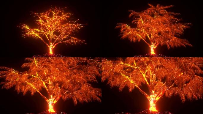 橙红色梦幻发光树