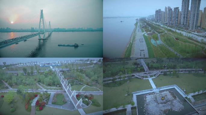 【航拍】武汉长江大桥、绿道江滩风景