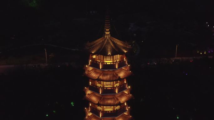 4K-log徐州苏公塔夜景航拍