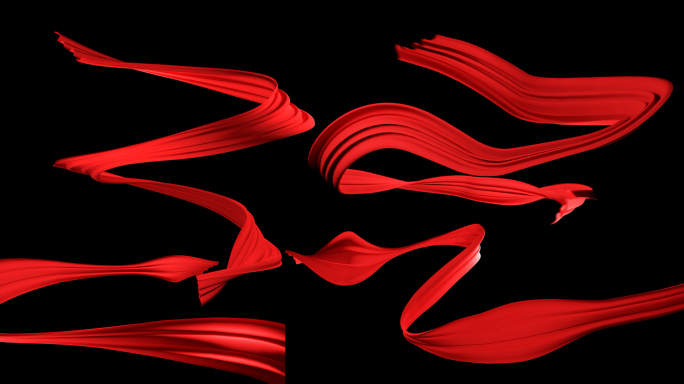 三维红布飘动素材包
