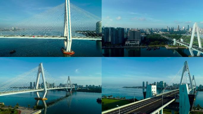 4k航拍海口市地标：世纪大桥（原创）