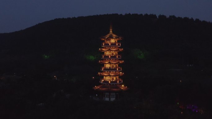 4K-log徐州苏公塔夜景航拍