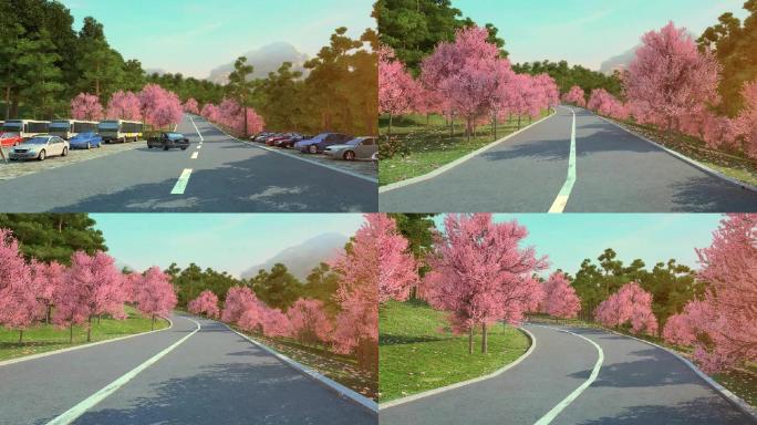 三维樱花道路